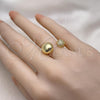 Oro Laminado Multi Stone Ring, Gold Filled Style Ball Design, with White Micro Pave, Polished, Golden Finish, 01.341.0136