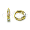 Oro Laminado Huggie Hoop, Gold Filled Style Diamond Cutting Finish, Tricolor, 02.170.0539.18