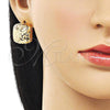 Oro Laminado Stud Earring, Gold Filled Style Diamond Cutting Finish, Golden Finish, 02.163.0387