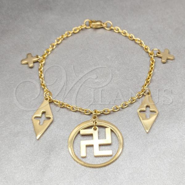 Stainless Steel Solid Bracelet, Polished, Two Tone, 03.63.22960.07