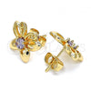Oro Laminado Stud Earring, Gold Filled Style Butterfly Design, with Amethyst Cubic Zirconia, Polished, Golden Finish, 02.387.0020.1