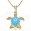 Oro Laminado Pendant Necklace, Gold Filled Style Turtle Design, Blue Enamel Finish, Golden Finish, 04.380.0001.3.20