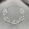 Sterling Silver Fancy Bracelet, Hand of God Design, Polished, Silver Finish, 03.392.0003.07