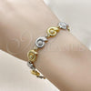 Oro Laminado Tennis Bracelet, Gold Filled Style Snail Design, Diamond Cutting Finish, Two Tone, 03.341.0239.07