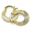 Oro Laminado Small Hoop, Gold Filled Style Diamond Cutting Finish, Tricolor, 02.102.0043.20