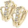 Oro Laminado Huggie Hoop, Gold Filled Style Heart and Leaf Design, with White Cubic Zirconia, Polished, Golden Finish, 02.165.0056