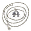Rhodium Plated Pendant Necklace, Little Girl and Little Boy Design, Polished, Rhodium Finish, 04.106.0020.1.20