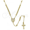 Oro Laminado Thin Rosary, Gold Filled Style Caridad del Cobre and Crucifix Design, Polished, Golden Finish, 09.118.0010.18