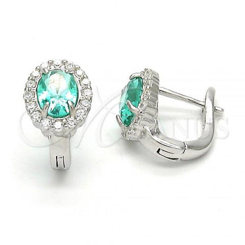 Sterling Silver Huggie Hoop, with Emerald Cubic Zirconia and White Micro Pave, Polished,, 02.186.0060.12