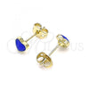 Oro Laminado Stud Earring, Gold Filled Style Heart Design, Blue Enamel Finish, Golden Finish, 02.213.0292.5