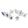 Sterling Silver Stud Earring, with Sapphire Blue Cubic Zirconia, Polished, Rhodium Finish, 02.371.0007