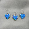 Sterling Silver Earring and Pendant Adult Set, Heart Design, with Bermuda Blue Opal, Polished, Silver Finish, 10.391.0014