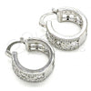 Rhodium Plated Small Hoop, with White Cubic Zirconia, Polished, Rhodium Finish, 02.210.0282.5.20