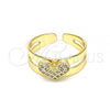 Oro Laminado Baby Ring, Gold Filled Style Heart Design, with White Micro Pave, Polished, Golden Finish, 01.233.0020 (One size fits all)
