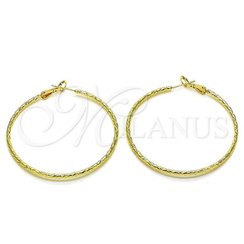Oro Laminado Large Hoop, Gold Filled Style Diamond Cutting Finish, Golden Finish, 02.93.0012.50