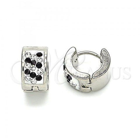 Stainless Steel Huggie Hoop, with Amethyst and White Crystal, Polished, Steel Finish, 02.230.0051.1.10