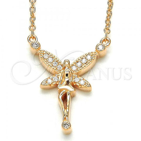 Sterling Silver Pendant Necklace, with White and White Cubic Zirconia, Polished, Rose Gold Finish, 04.336.0084.1.16