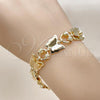 Oro Laminado Fancy Bracelet, Gold Filled Style Butterfly Design, Matte Finish, Golden Finish, 03.331.0324.08