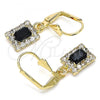 Oro Laminado Dangle Earring, Gold Filled Style with Black and White Crystal, Polished, Golden Finish, 02.122.0117.1