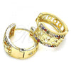 Oro Laminado Huggie Hoop, Gold Filled Style Elephant Design, with Multicolor Micro Pave, Polished, Golden Finish, 02.210.0156.3.20