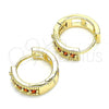 Oro Laminado Huggie Hoop, Gold Filled Style with Garnet Cubic Zirconia, Polished, Golden Finish, 02.210.0635.1.15