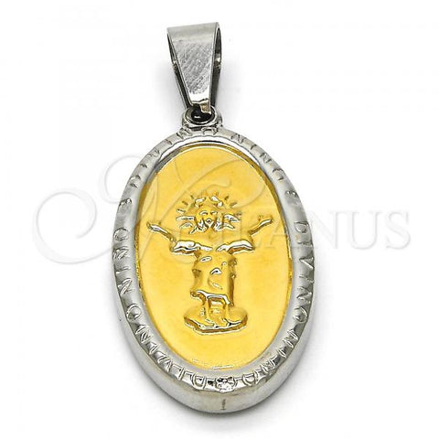 Stainless Steel Religious Pendant, Divino Niño Design, Polished, Two Tone, 05.116.0043