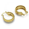 Oro Laminado Small Hoop, Gold Filled Style Diamond Cutting Finish, Tricolor, 02.163.0038.1.20