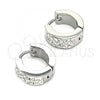 Stainless Steel Huggie Hoop, with White Crystal, Polished, Steel Finish, 02.384.0023.12