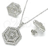 Sterling Silver Earring and Pendant Adult Set, with White Cubic Zirconia, Polished, Rhodium Finish, 10.286.0038