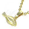 Oro Laminado Fancy Pendant, Gold Filled Style Fish Design, Diamond Cutting Finish, Golden Finish, 5.180.038