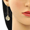 Oro Laminado Threader Earring, Gold Filled Style Tree Design, with White Crystal, Polished, Golden Finish, 02.380.0069