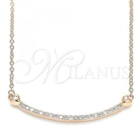 Sterling Silver Pendant Necklace, Heart Design, with White Cubic Zirconia, Polished, Rose Gold Finish, 04.336.0182.1.16