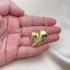 Oro Laminado Pendant Necklace, Gold Filled Style Chunky and Hollow Design, Polished, Golden Finish, 04.341.0122.20