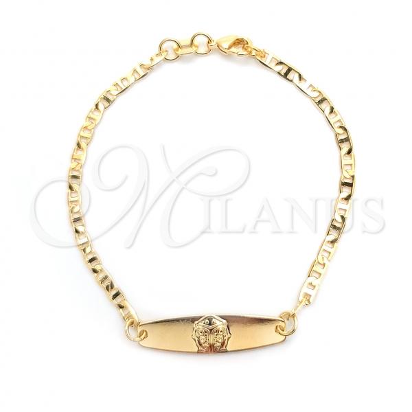 Oro Laminado ID Bracelet, Gold Filled Style Ladybug and Mariner Design, Polished, Golden Finish, 03.32.0159.06