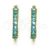 Oro Laminado Small Hoop, Gold Filled Style with Aqua Blue Cubic Zirconia, Polished, Golden Finish, 02.210.0281.12.20