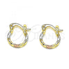 Oro Laminado Small Hoop, Gold Filled Style Diamond Cutting Finish, Tricolor, 02.96.0087.2.12