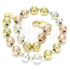 Oro Laminado Bracelet Rosary, Gold Filled Style Polished, Tricolor, 03.351.0084.08