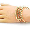 Oro Laminado Trio Bangle, Gold Filled Style Ball Design, Diamond Cutting Finish, Golden Finish, 07.170.0018.1