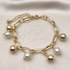 Oro Laminado Charm Bracelet, Gold Filled Style Ball Design, with Ivory Pearl, Polished, Golden Finish, 03.331.0333.07