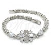 Rhodium Plated Fancy Bracelet, Teardrop Design, with White Cubic Zirconia, Polished, Rhodium Finish, 03.210.0089.2.08
