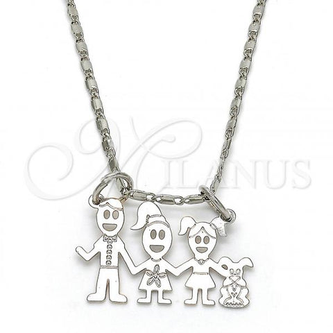 Rhodium Plated Pendant Necklace, Little Girl and Dog Design, Polished, Rhodium Finish, 04.106.0011.1.20