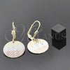 Oro Laminado Dangle Earring, Gold Filled Style Diamond Cutting Finish, Tricolor, 5.103.013