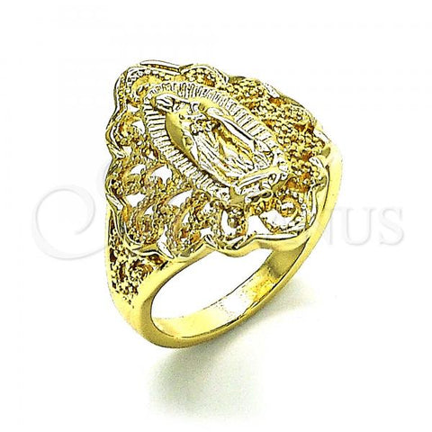 Oro Laminado Elegant Ring, Gold Filled Style Guadalupe Design, Polished, Golden Finish, 01.380.0021.08