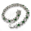 Rhodium Plated Tennis Bracelet, with Green and White Cubic Zirconia, Polished, Rhodium Finish, 03.210.0076.6.08