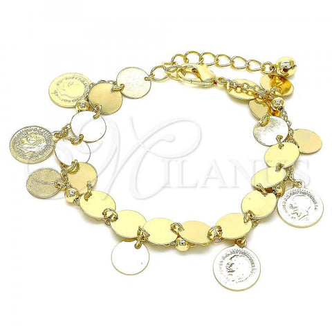 Oro Laminado Charm Bracelet, Gold Filled Style Polished, Golden Finish, 03.331.0211.08