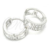 Sterling Silver Huggie Hoop, with White Cubic Zirconia, Polished, Rhodium Finish, 02.332.0051.15