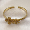 Oro Laminado Individual Bangle, Gold Filled Style Flower Design, Diamond Cutting Finish, Golden Finish, 07.170.0074