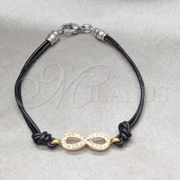 Stainless Steel Fancy Bracelet, Infinite Design, with White Crystal, Polished, Golden Finish, 03.63.22130.08