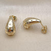 Oro Laminado Stud Earring, Gold Filled Style Chunky Design, with White Cubic Zirconia, Polished, Golden Finish, 02.283.0143