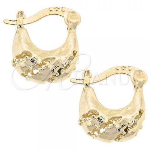 Oro Laminado Small Hoop, Gold Filled Style Filigree Design, Diamond Cutting Finish, Golden Finish, 5.146.031.1